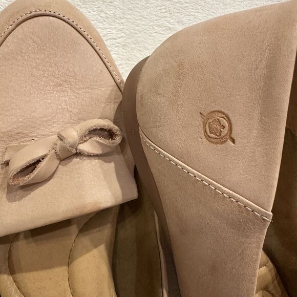 Born Women's Size 9 Flat Loafer Slip on Mahwah Pink Beige Bow Detail Soft Comfy - Picture 4 of 10